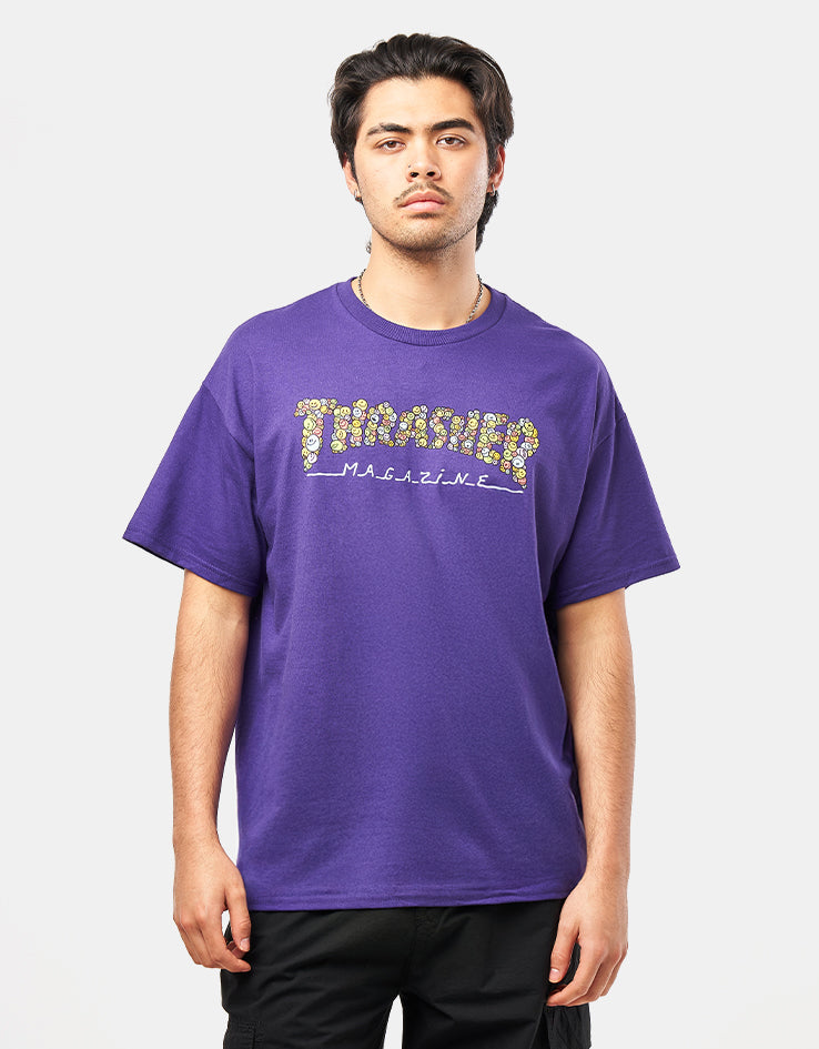 Baju Kaos Thrasher Flower Shirt Purple Thrasher Shirt Roblox