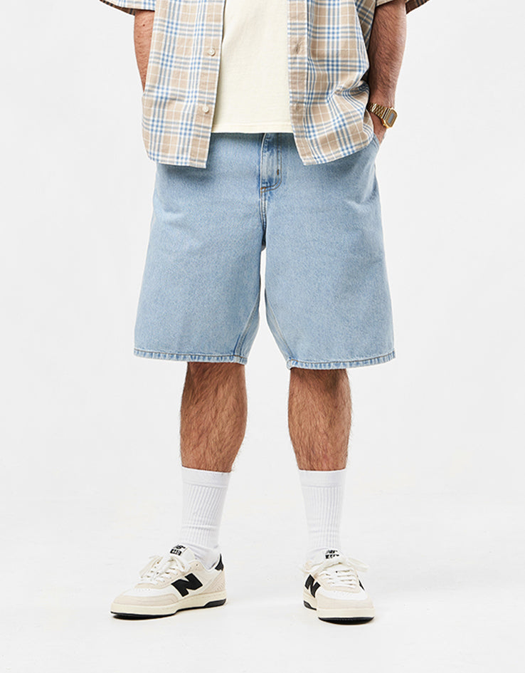 Carhartt WIP Single Knee Shorts - Blue (Heavy Stone Bleached