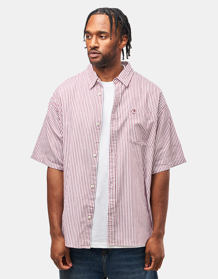 [CARHARTTWIP] S/S PHELPS SHIRT ★大人気★ Carhartt WIP S/S Phelps Shirt, Phelps Stripe, Bluebird