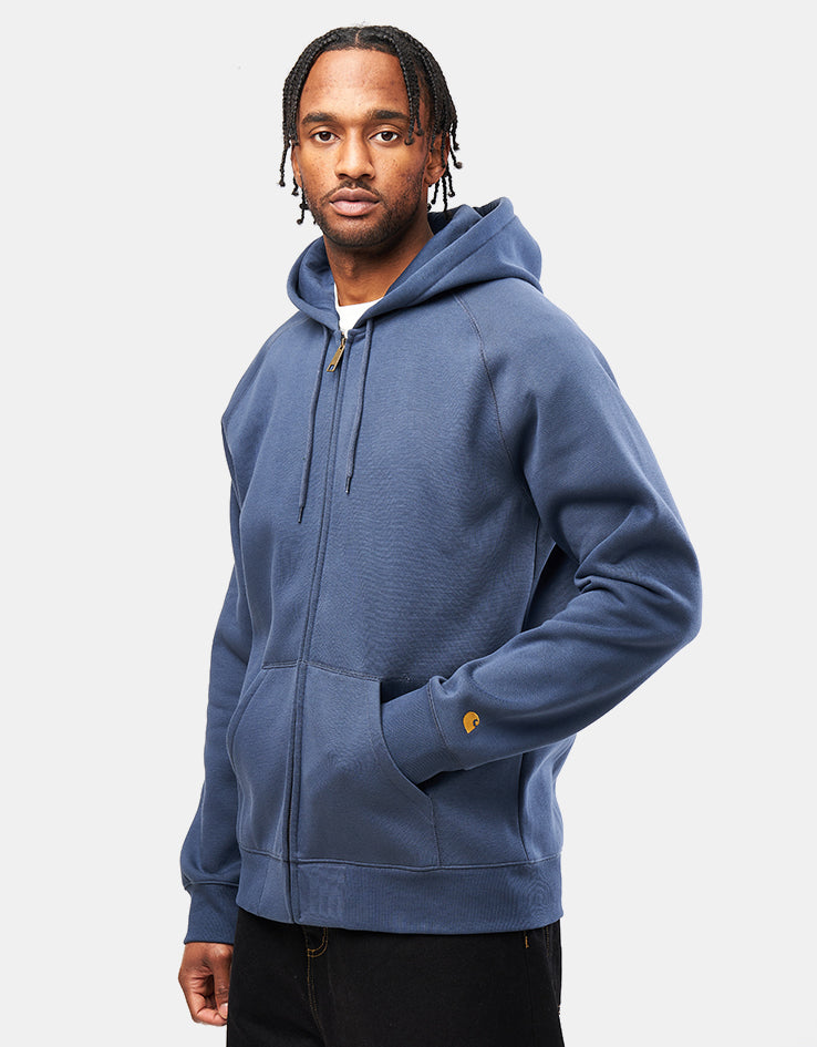 Carhartt WIP Hooded Chase Jacket - Dusky Blue/Gold | Route One
