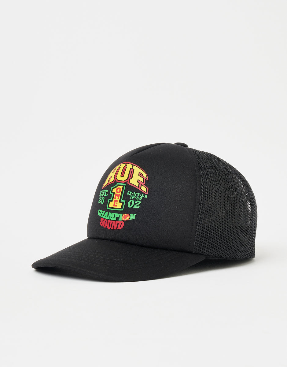 洋楽 on u sound patch cap black mesh HUF Champion Sound Trucker Cap - Black – Route One