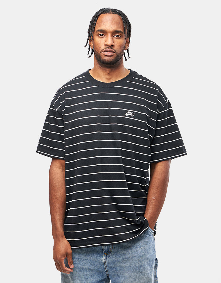 nike black white striped t shirt