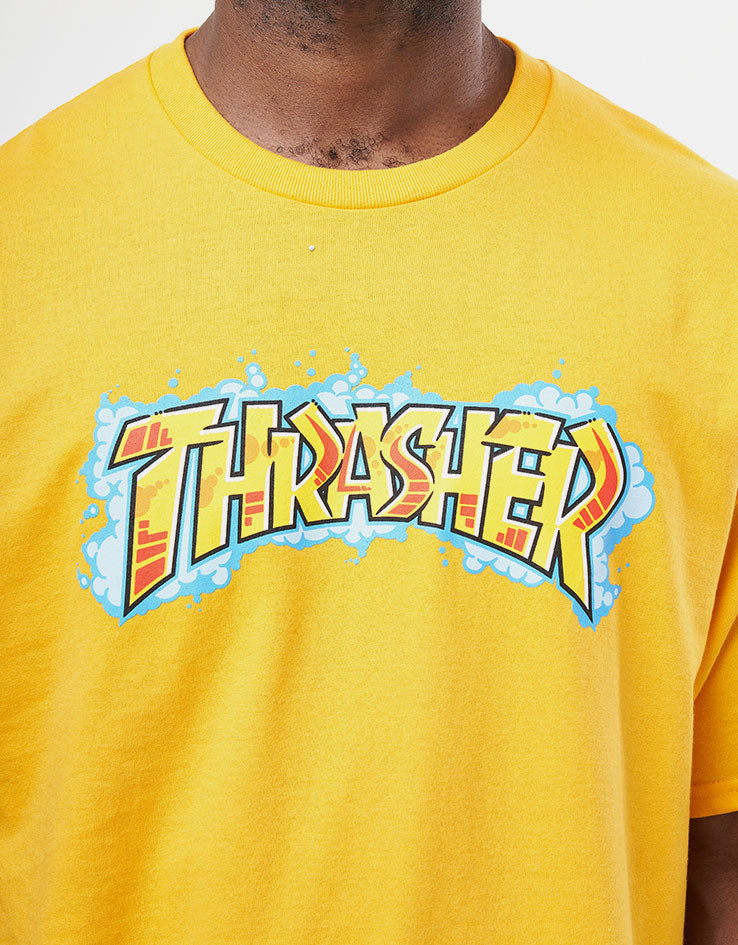Thrasher Flame Yellow Thrasher Vtg Y2K Thrasher Magazine Black And