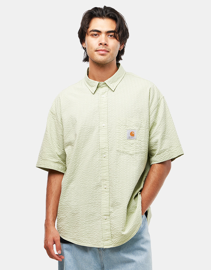 ★ドイツ発*carhartt WIP*新作*Toland 半袖シャツ/PALE OLIVE★ Carhartt WIP Toland S/S Shirt - Toland Stripe/Pale Olive