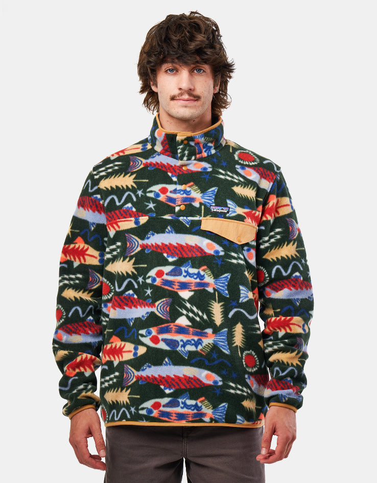 Patagonia Lightweight Synch Snap-T Pullover Fleece - Salmon Energy