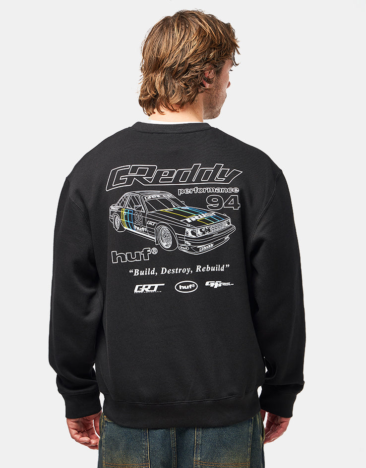 HUF x GReddy Retro Mod Crew - Black – Route One