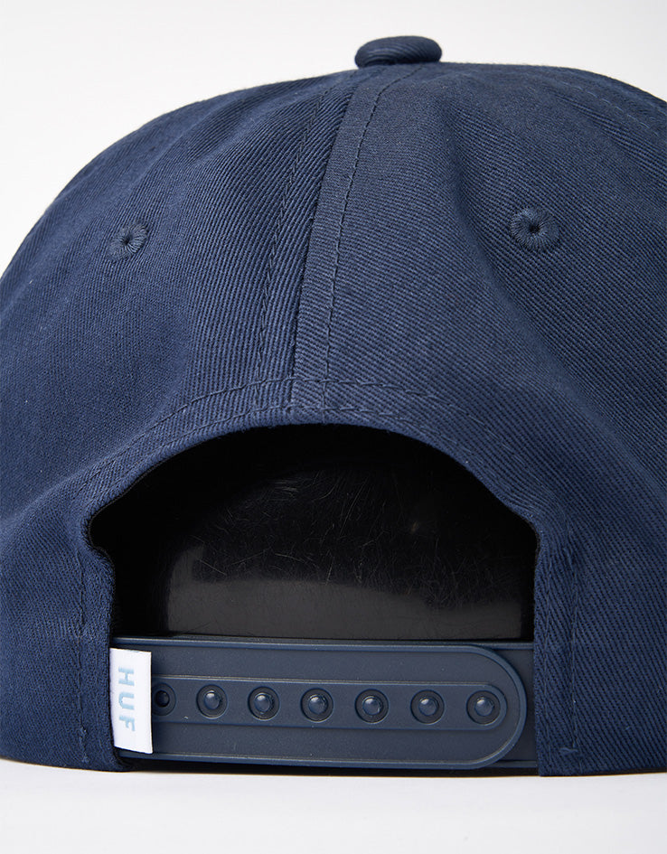 HUF Arch Logo 6 Panel Curved Visor Cap - Navy – Route One