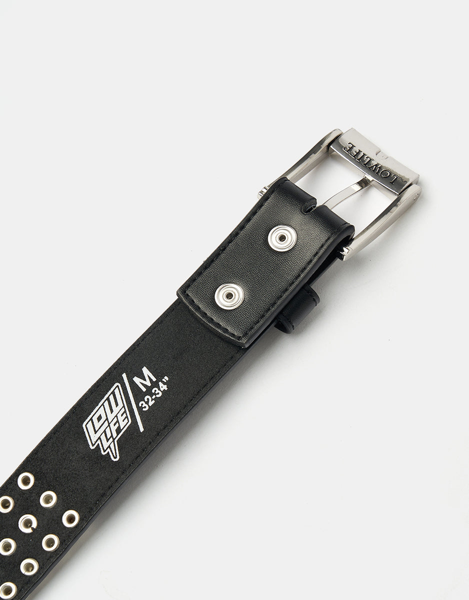 Lowlife Triple S Studded Leather Belt - Black and Silver – Route One