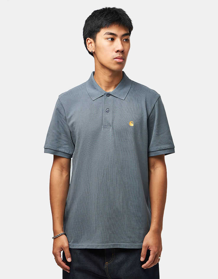 Carhartt WIP S/S Chase Pique Polo - Cozy Blue/Gold – Route One