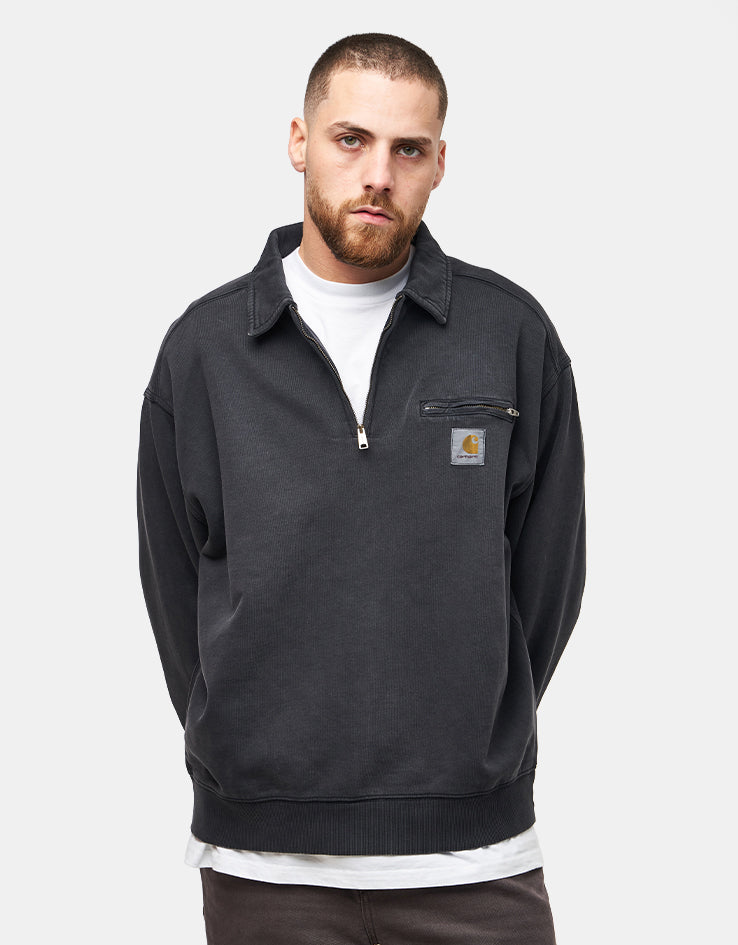 ジャケット・アウター Fifth general store Detroit Zip sweat Carhartt WIP Half Zip Detroit Sweat - Black (Stone Washed) – Route One