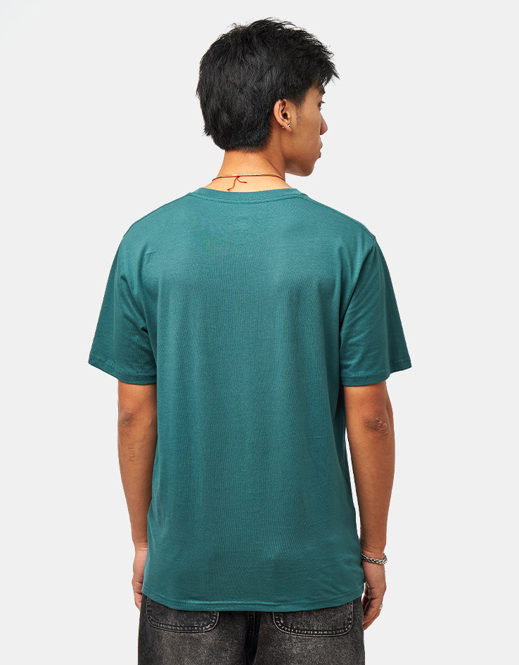 Maglietta Uomo Volcom Stone Blank BSC SST - Verde Mare, Cotone Biologico 100% - 3