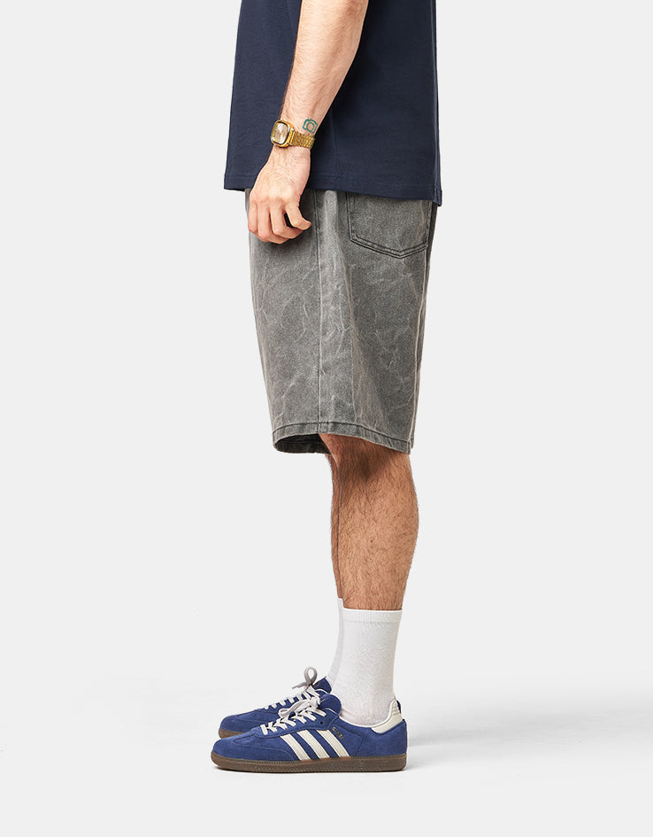 Obey Bigwig Baggy Denim Shorts - Black Wrinkle Wash – Route One
