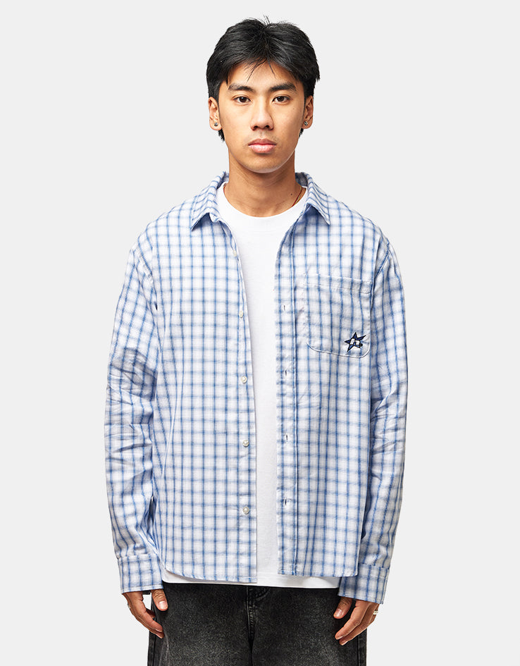 HUF H Star L/S Plaid Shirt - Light Blue – Route One