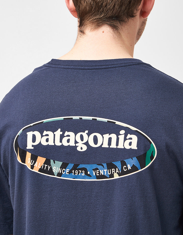 Patagonia '95 Oval Logo T-Shirt - New Navy: Kaleido – Route One