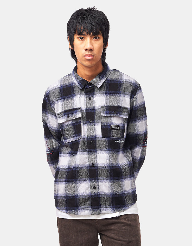 adidas x Gonz Flannel Shirt - Black/Muted Purple/Halo Silver, view 3