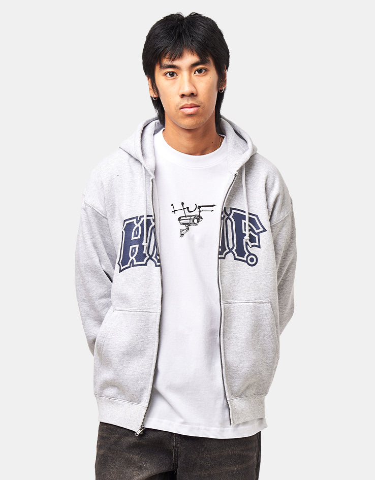 HUF Classic Arch Full Zip Hoodie - Heather Grey/Navy – Route One