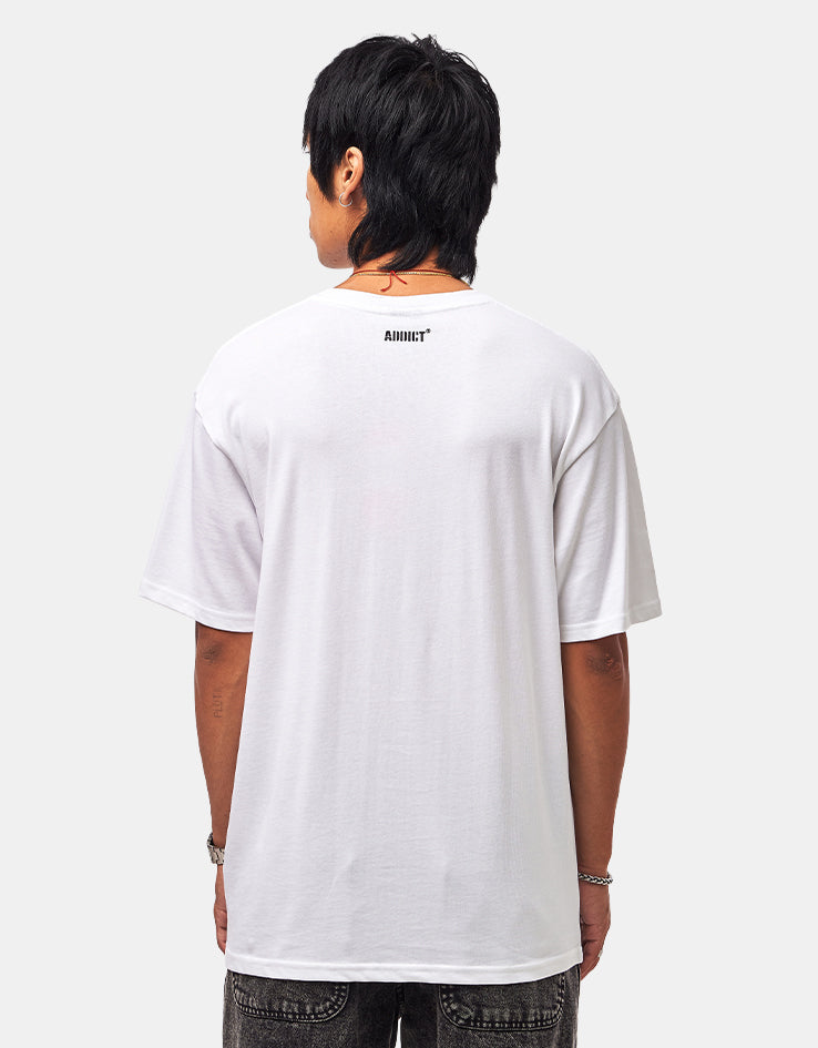 Addict Stencil T-Shirt - White, view 3