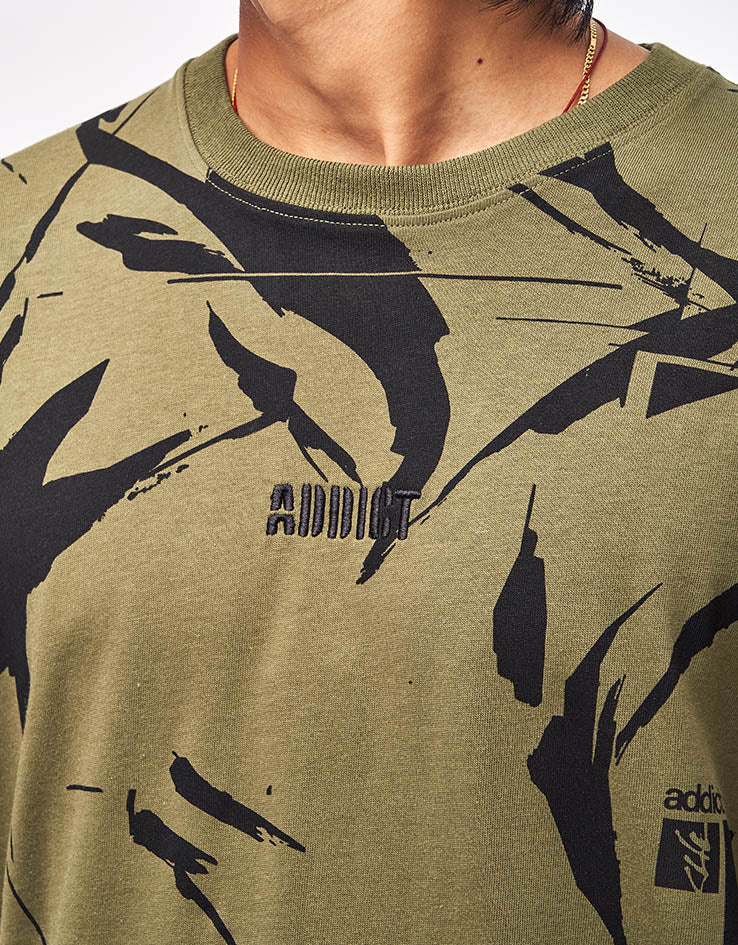 Addict x SHE One Camo AOP T-Shirt - Olive/Black, view 4