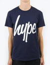 Hype Script T-Shirt - Navy/White
