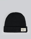 Route One Ribbed Fisherman Beanie - Black
