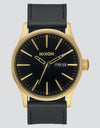 Nixon Sentry Leather Watch - Gold/Black