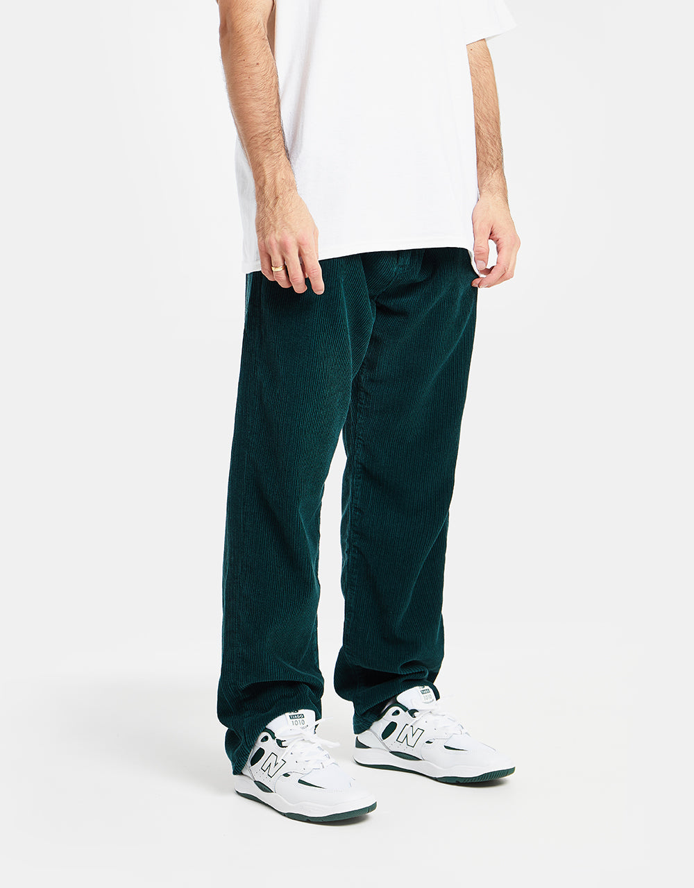 Route One Relaxed Fit Big Wale Cords - Forest Green