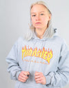 Thrasher Womens Flame Logo Oversized Pullover Hoodie - Heather Grey