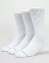 Stance Icon 3 Pack Classic Crew Socks - White