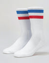 Route One Classic Crew Socks - White/Blue/Red