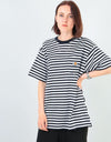 Carhartt WIP Womens Barkley Oversized Pocket T-Shirt - Navy/White (Stripe)