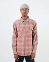 Brixton Bowery L/S Flannel Shirt - Salmon/Navy