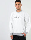 Obey Trophy Reverse Fleece Crew Sweatshirt - Heather Grey