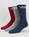 Vans Classic Crew 3 Pack Socks - Biking Red