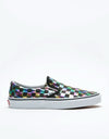 Vans Classic Slip-On Skate Shoes - (Iridescent Check) Black/True White