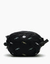 Magenta Flock Banana Cross Body Bag - Black
