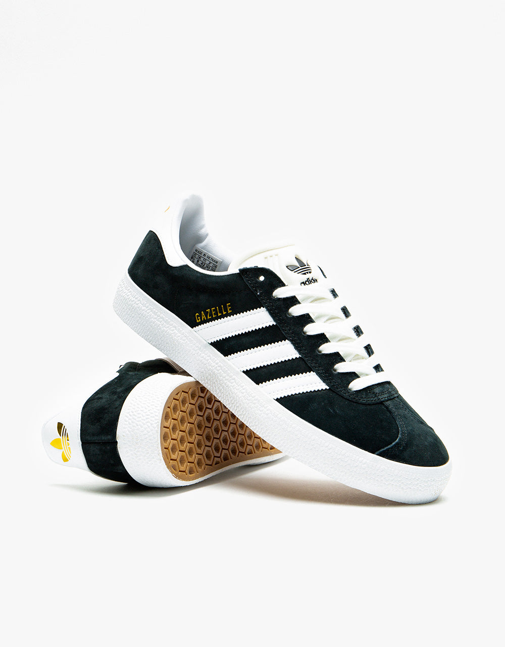 adidas Gazelle ADV Skate Shoes - Core Black/White/Gold Metallic