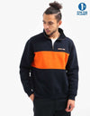 Route One Blocked 1/4 Zip Sweat - Navy/Orange