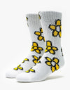 HUF Pushing Daisies Socks - White