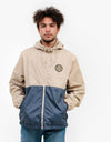Brixton Claxton Crest Lightweight Zip Hood Jacket - Vanilla/Steel Blue