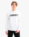 Carhartt WIP L/S College T-Shirt - White/Camo Evergreen