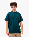 Carhartt WIP S/S American Script T-Shirt - Deep Lagoon