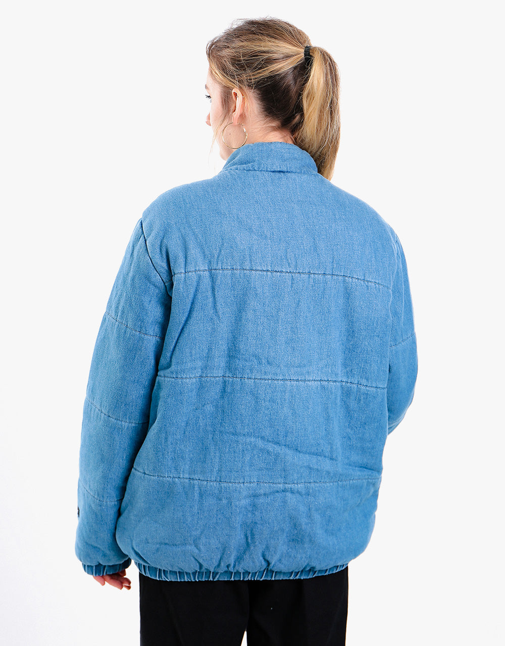Kickers® Womens Denim Puffer Jacket - Mid Blue