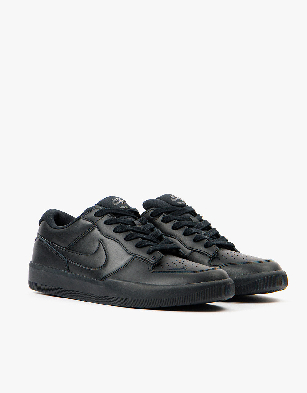 Nike SB Force 58 Premium Leather Skate Shoes - Black/Black-Black-Black