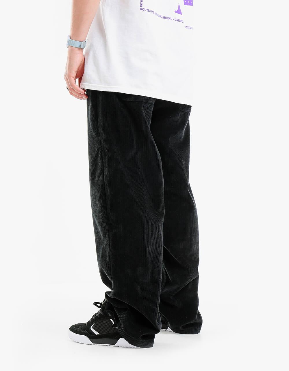 Route One Super Baggy Big Wale Cords - Black