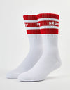 Stüssy Stripe Crew Socks - White/Red