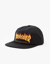 Thrasher Embroidered Flame Snapback Cap - Black