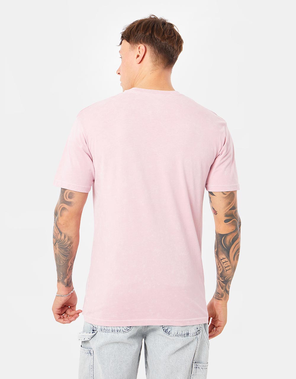 Route One Organic Constrast Stitch T-Shirt - Pale Blossom