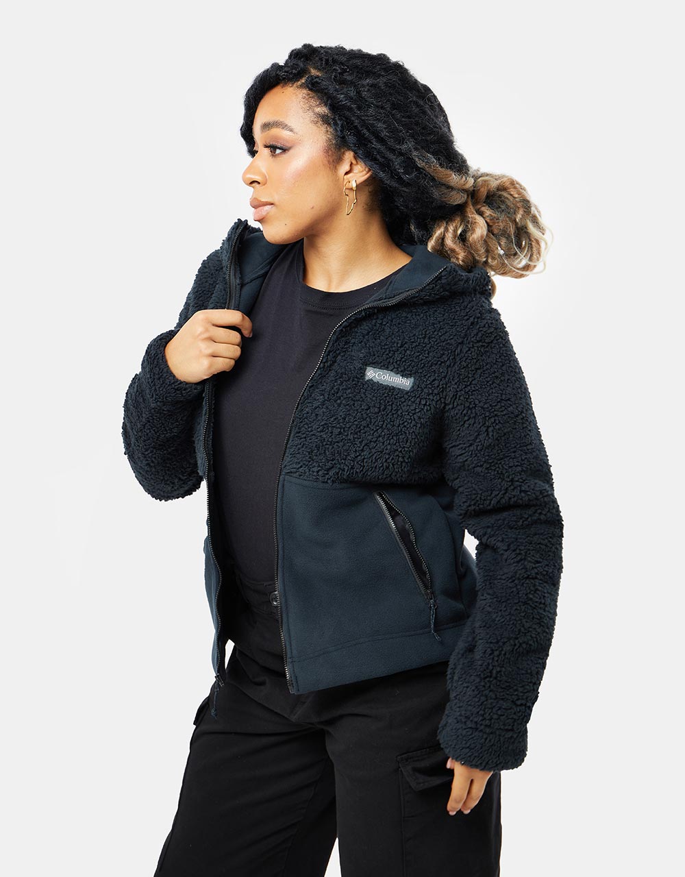 Columbia Womens Winter Pass™ Sherpa Hooded Full Zip Fleece - Black