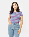 Santa Cruz Womens Mini Mono Hand Ringer T-Shirt - Violet Stripe