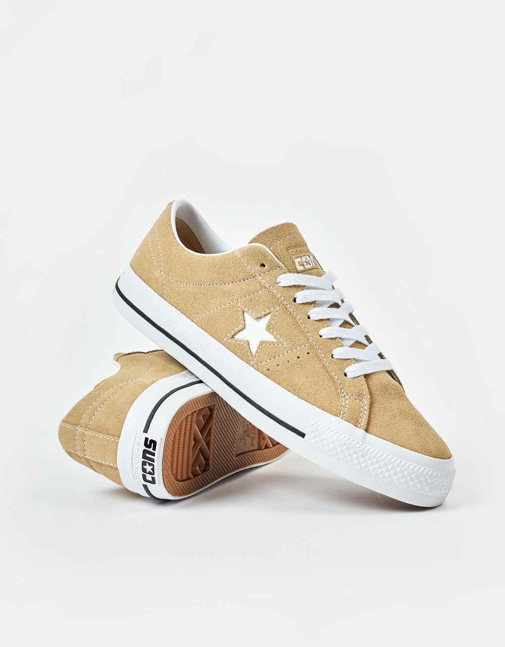 Converse One Star Pro Ox Suede Skate Shoes - Nomad Khaki/Black/Egret